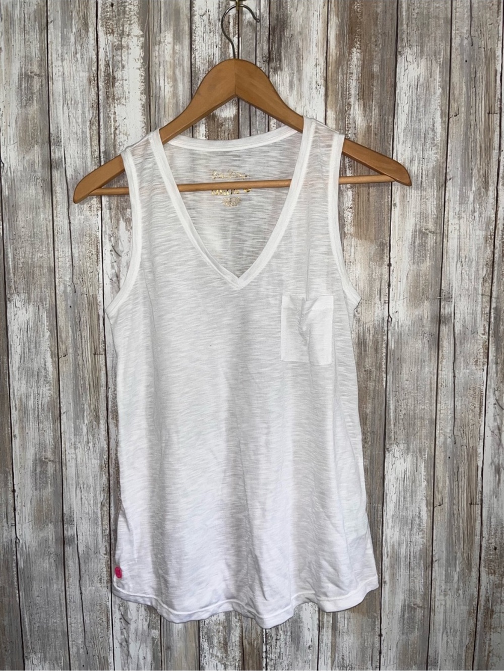 Lilly Pulitzer Luxletic White V Neck Pocket Tank Top Small